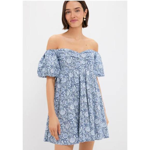 English Factory Blue Medallion Floral Olympia Mini Dress NWT Small S Tuckernuck - Picture 2 of 9